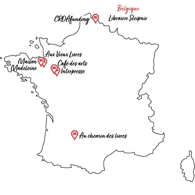 Carte des points de vente des livres de Solène Chartier