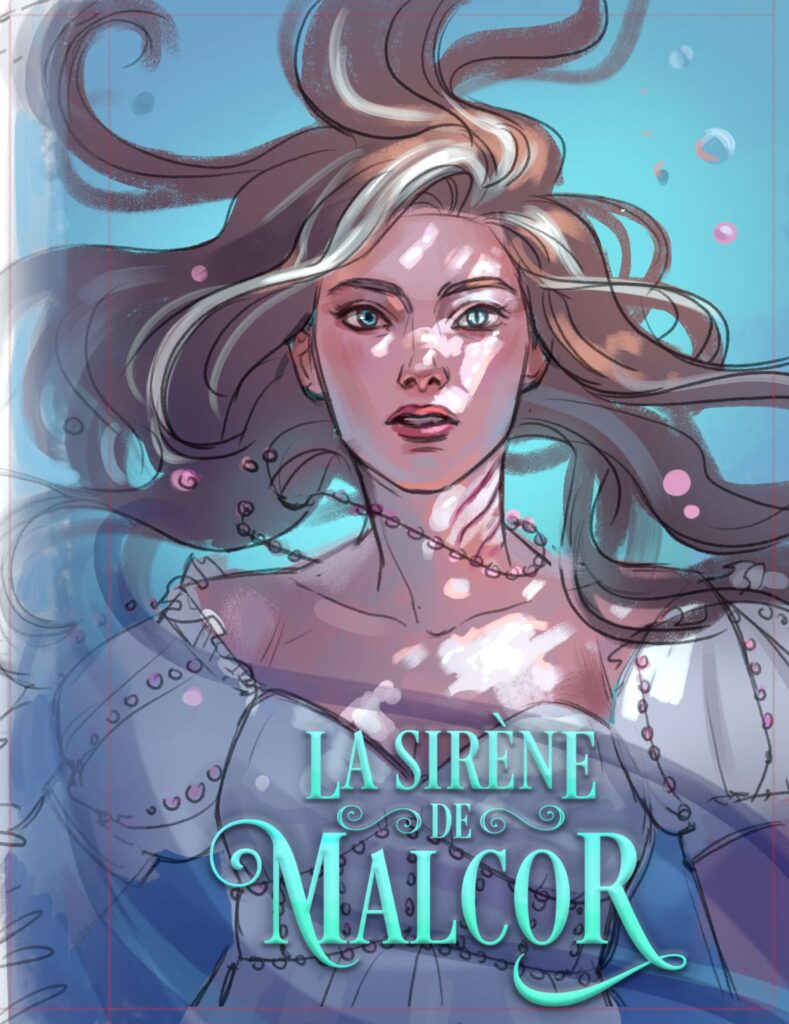 croquis réalisé par Blutopy pour La sirène de Malcor, écrit par Solène Chartier