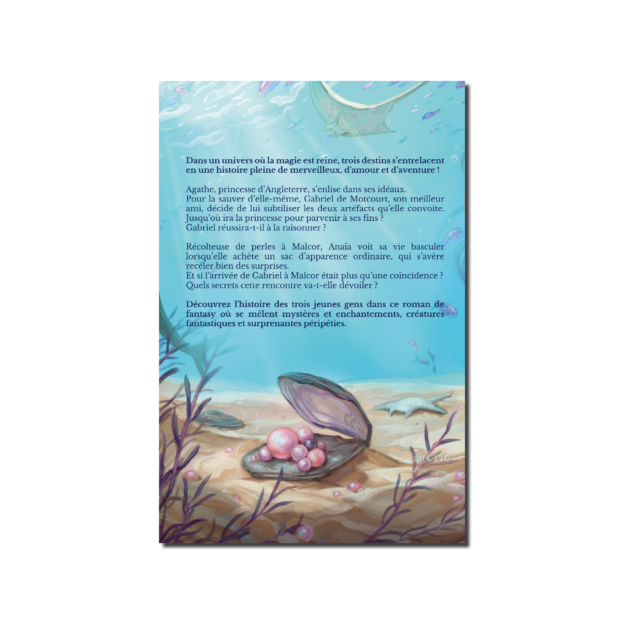 quatrième de couverture et résumé de La sirène de Malcor, écrit par Solène Chartier. Illustration et maquette : Blutopy
