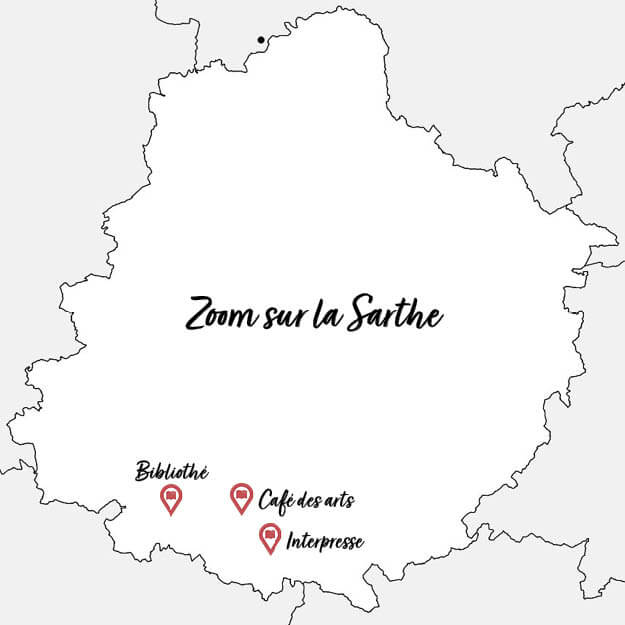 Carte des points de vente des livres de Solène Chartier en Sarthe